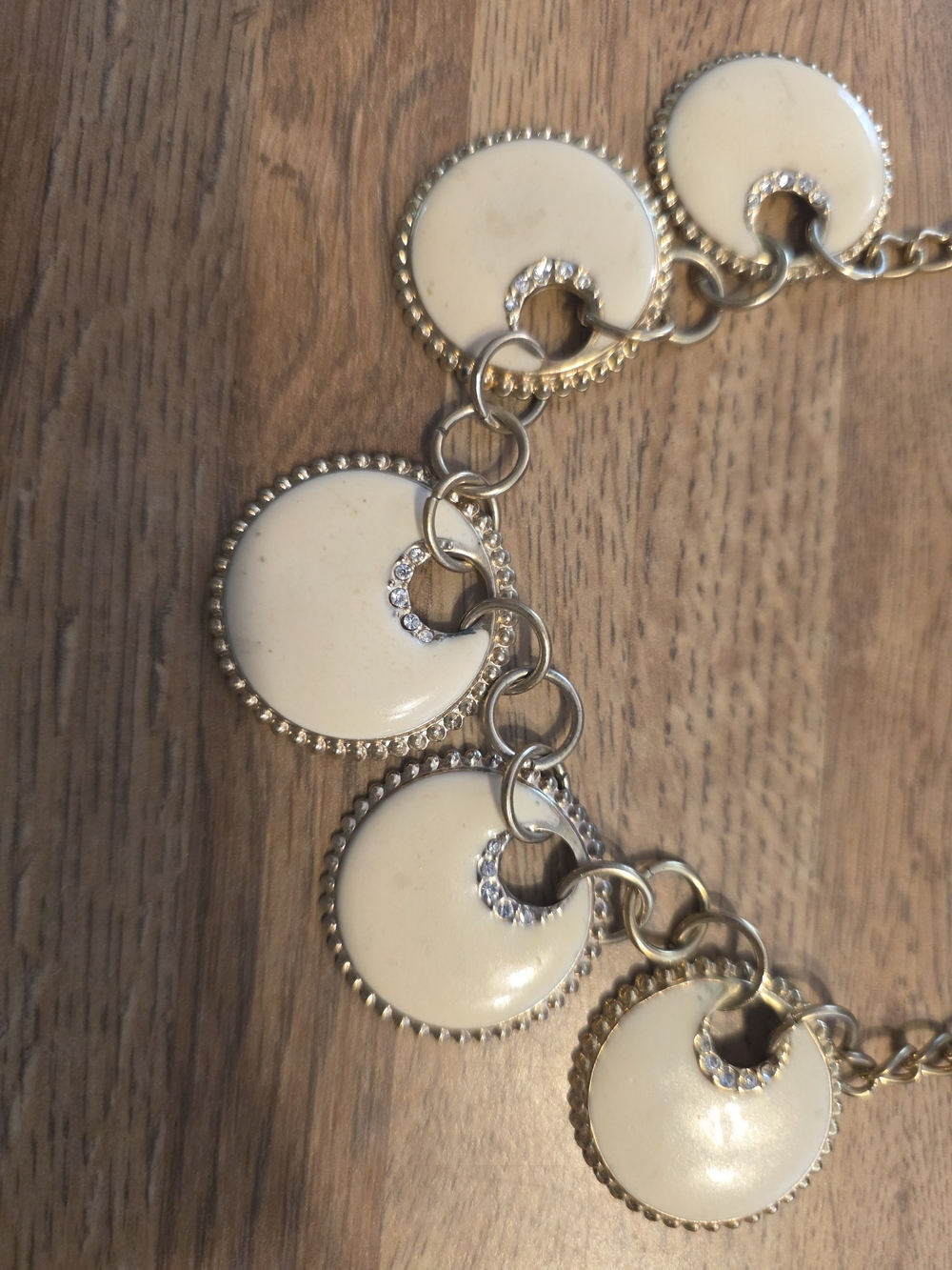 Avon Gold-Tone Necklace with Cream Disc Charms - Picture 2 of 3